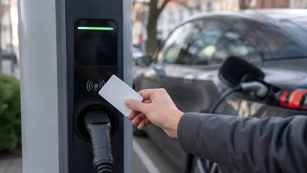 Laadpas elektrische auto bij een openbaar laadpunt